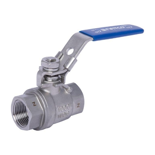Picture of Ball Valve,Natco,EB-210E, 2piece,full bore,DN25mm,
screwed NPT female x female,1000wog,316 stainless steel,
handlever operated