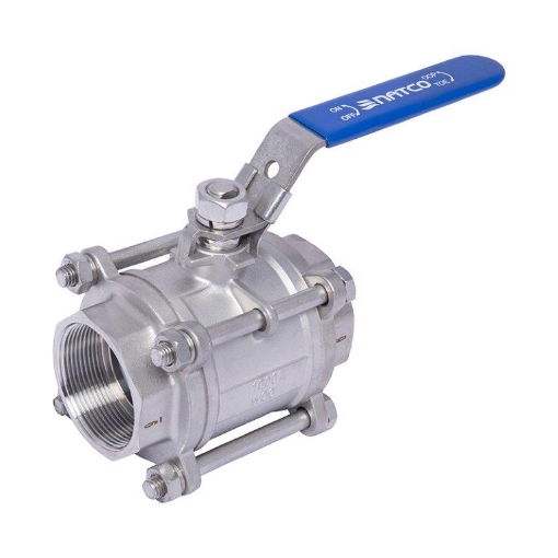 Picture of Ball Valve,Natco,EB-310E, 3piece,full bore,DN100mm,
screwed BSP female x female,1000wog,316 stainless steel,
handlever operated