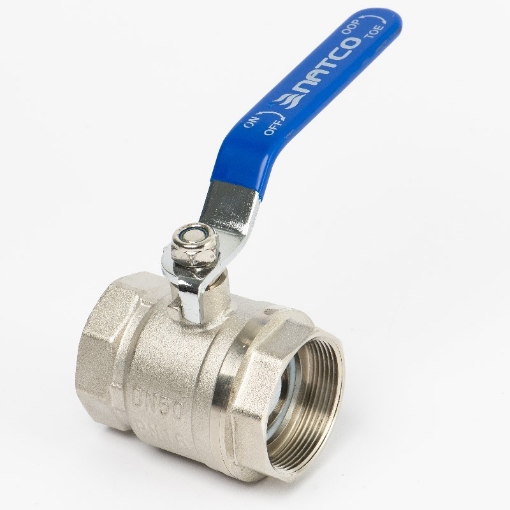 Picture of Ball Valve,Natco,B1101FM,standard bore,DN40mm,
screwed BSP male x female,PN16,brass chromeplated,
handlever operated