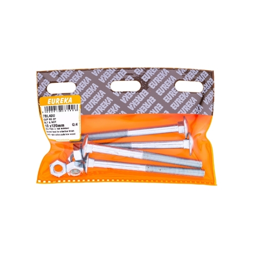 Picture of CUP SQUARE ZINC PLATED BOLT & NUT 10X120MM Q:4 EUREKA
