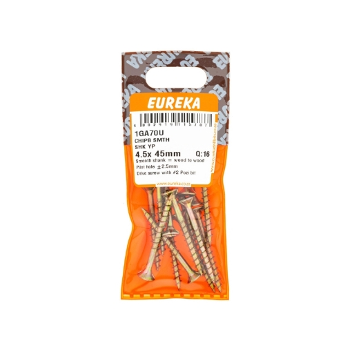 Picture of CHIPBOARD SCREW SMOOTH SHANK YELLOW PASSIVATED 4.5X45MM Q:16 EUREKA