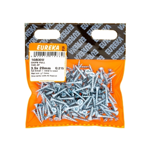 Picture of CHIPBOARD SCREW FULL THREAD ZINC PLATED 3.5X20MM Q:215 EUREKA