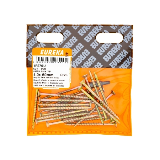 Picture of CUT-SCREW™ SMOOTH SHANK YELLOW PASSIVATED 4.0X60MM Q:25 EUREKA
