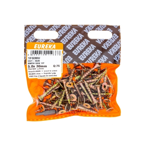 Picture of CUT-SCREW™ SMOOTH SHANK YELLOW PASSIVATED 5.0X30MM Q:75 EUREKA