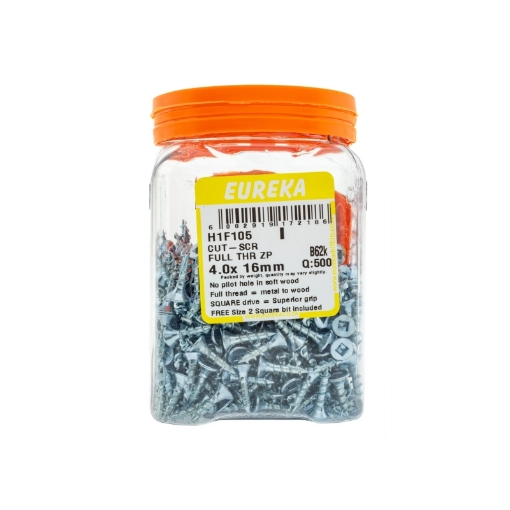 Picture of CUT-SCREW™ FULL THREAD ZINC PLATED 4.0X16MM Q:500 EUREKA