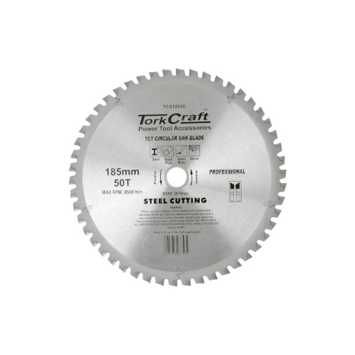 Picture of CUTTING BLADE TUNGSTEN CARBIDE TIPPED FOR STEEL CUTTING 185MMX50 TEETH 20/16 TORK CRAFT