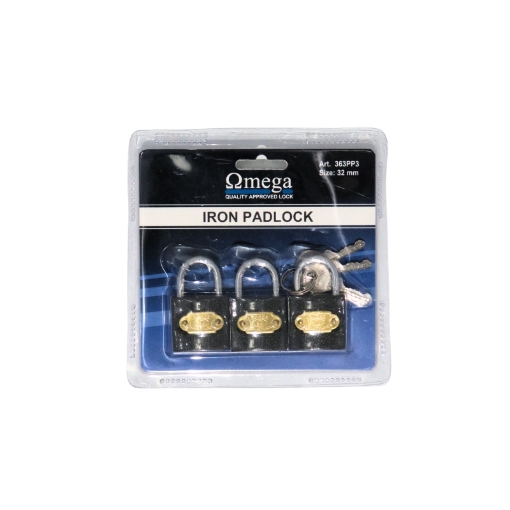 Picture of PADLOCK IRON KEYS ALIKE 32MM Q:3 OMEGA