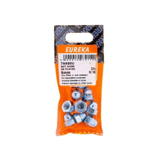 Picture of NUT DOME ZINC PLATED 8MM Q:10 EUREKA