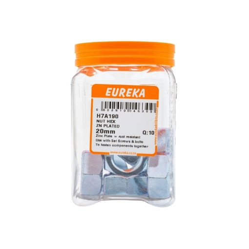 Picture of NUT HEX ZINC PLATED 20MM Q:10 EUREKA