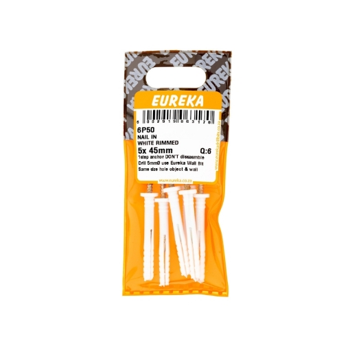 Picture of NAIL IN WHITE RIMMED 5X45MM Q:6 EUREKA