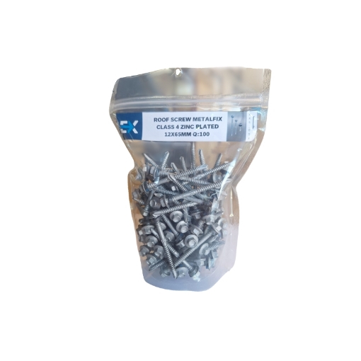 Picture of ROOF SCREW METALFIX CLASS 4 ZINC PLATED 12X65MM Q:100
