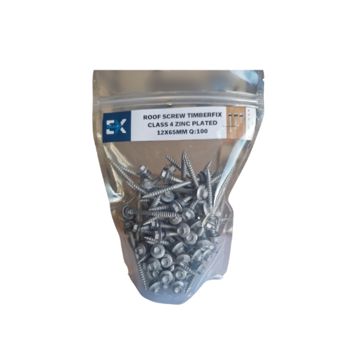 Picture of ROOF SCREW TIMBERFIX CLASS 4 ZINC PLATED 12X65MM Q:100
