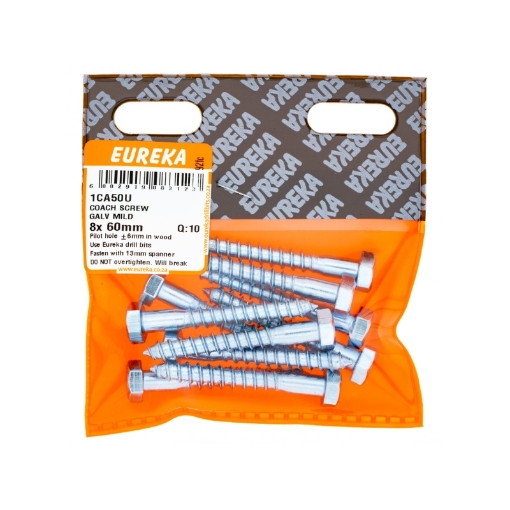 Picture of COACH SCREW GALVANISED MILD 8X60MM Q:10 EUREKA