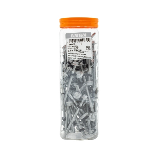 Picture of ROOF SCREW STEEL CLASS 4 ZINC PLATED 5.5X85MM Q:70 EUREKA
